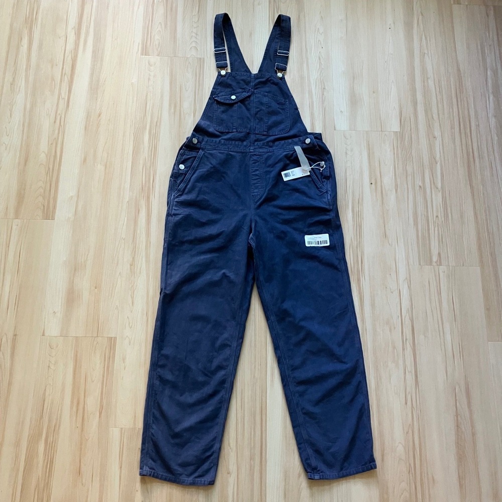 NWT Outerknown Voyage Cord Overalls Indigo Blue Corduroy Womens L Utility Earthy